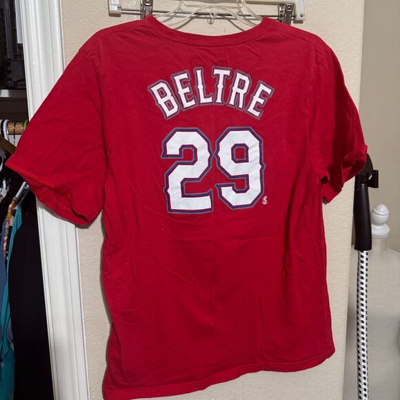 Texas Rangers Shirt #29 Adrian Beltre Red MLB Baseball Majestic Youth 2XL - Picture 3 of 4